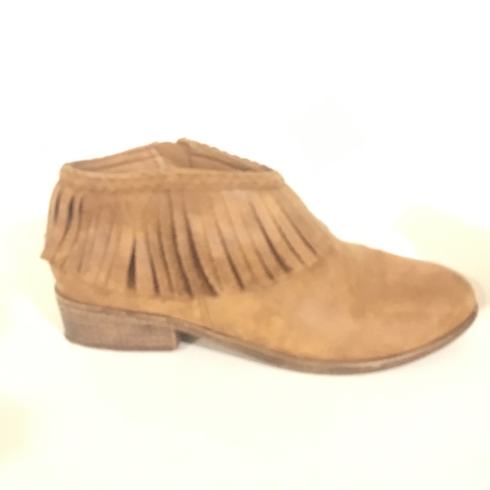 Sz 2 Stevies Girls Ankle Boots Tan Suede w/Tassels